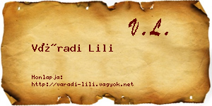 Váradi Lili névjegykártya
